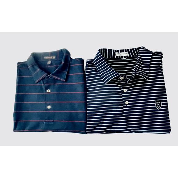 Lot Of 2 Peter Millar Men’s Size XL Polo Shirts Summer Comfort Golf Navy Stripe - Picture 1 of 15